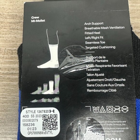 NWT UnderArmour UA Team Unisex Cushioned Crew Socks Size M/L (Royal Blue) - Picture 11 of 12